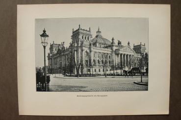 Blatt Architektur Berlin 1898 Reichstag Königsplatz Ortsansicht